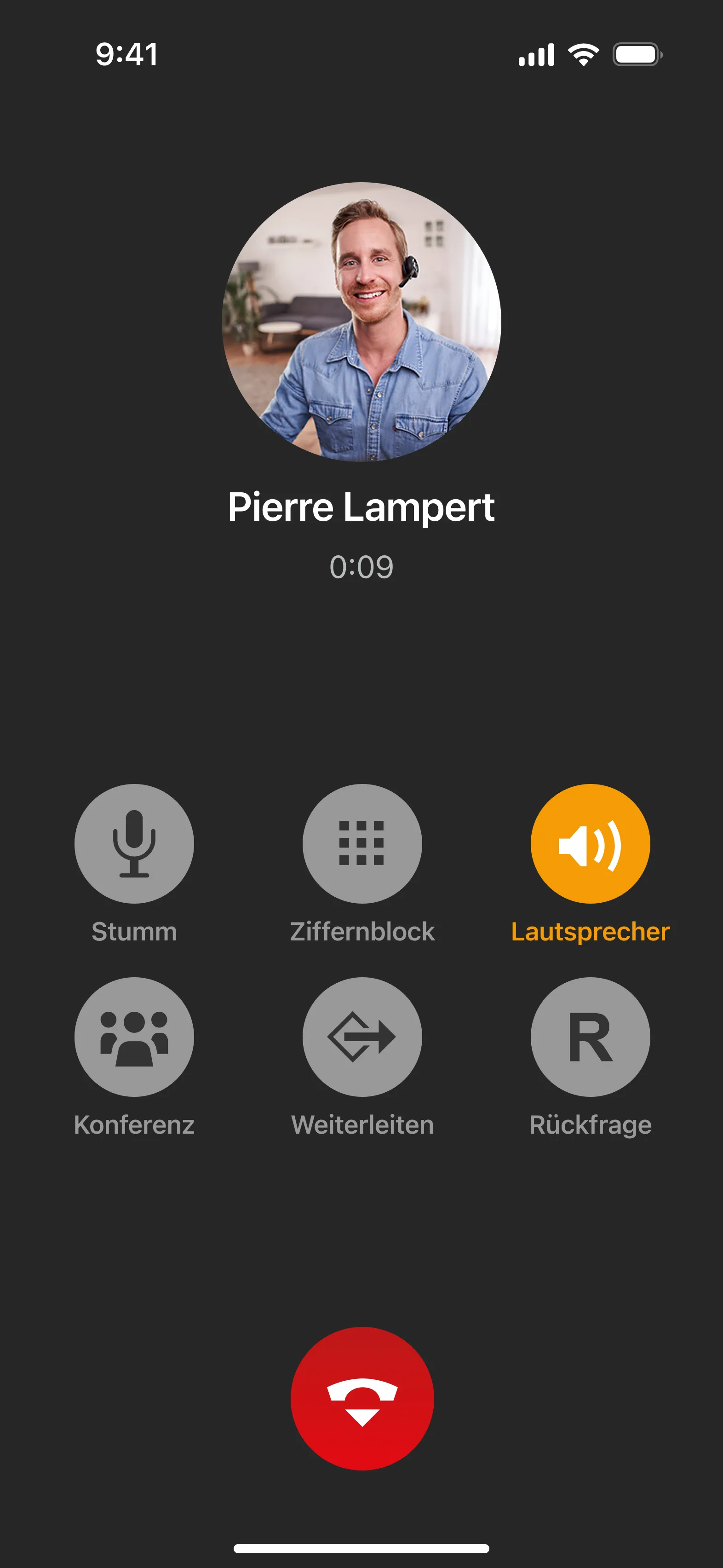 STARFACE App auf dem Smartphone: laufender Anruf